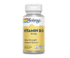 Solaray Vitamin D-3 -- 10 mcg - 120 Softgels