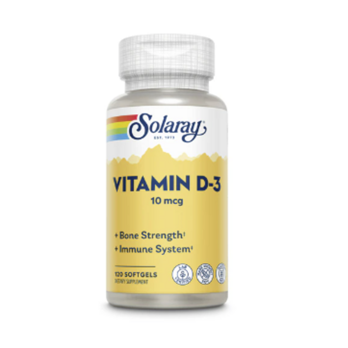 Solaray Vitamin D-3 -- 10 mcg - 120 Softgels