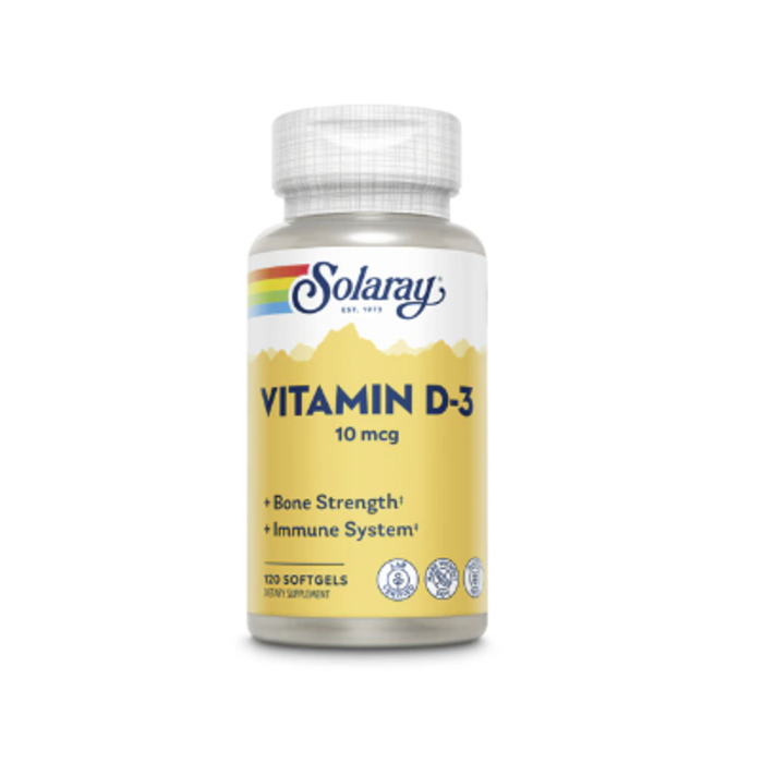 Solaray Vitamin D-3 -- 10 mcg - 120 Softgels