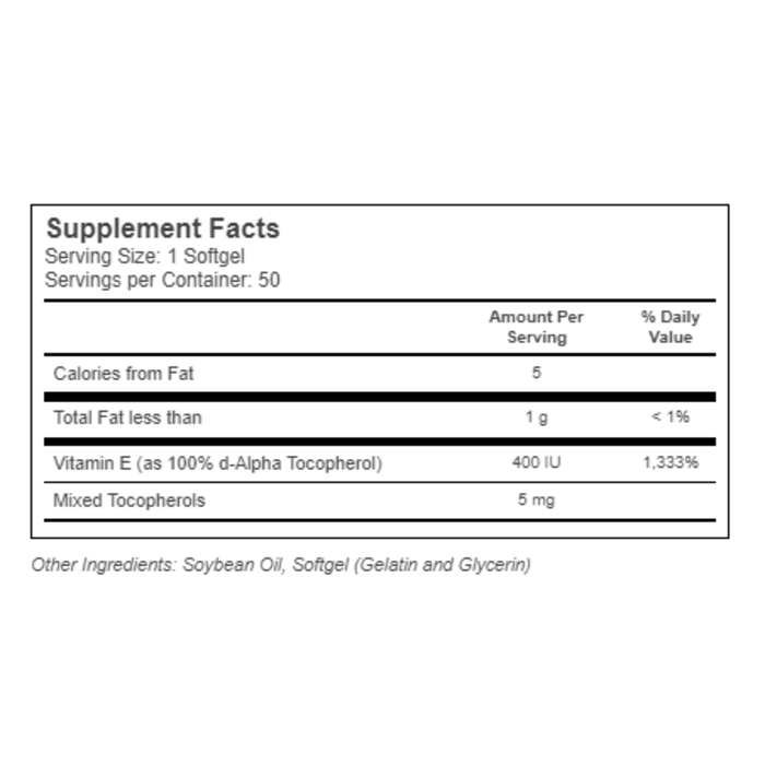 Solaray Vitamin E Dietary Supplement -- 400 IU - 50 Softgels