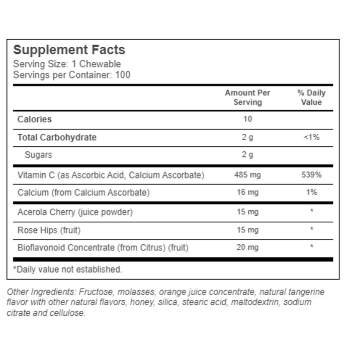 Solaray Buffered Vitamin C Chewables Orange -- 485 mg - 100 Chewables