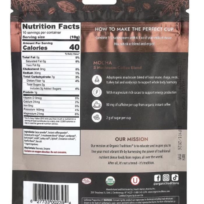 Organic Traditions Mocha Mushroom Coffee Blend - 100g