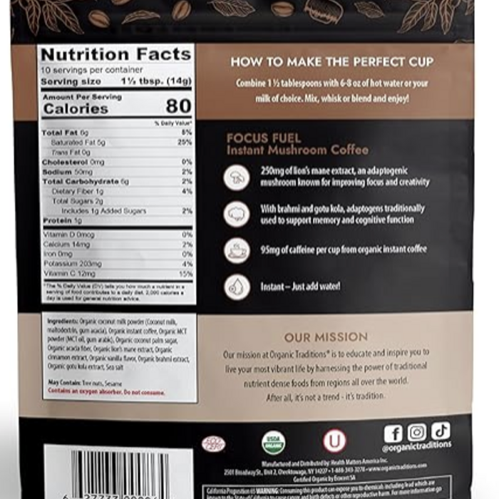 Organic Traditions Organic Traditions Focus Fuel Mushroom Coffee