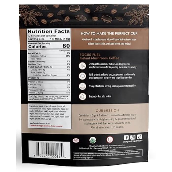 Organic Traditions Focus Fuel Mushroom Coffee