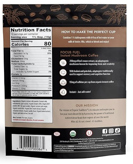 Organic Traditions Organic Traditions Focus Fuel Mushroom Coffee