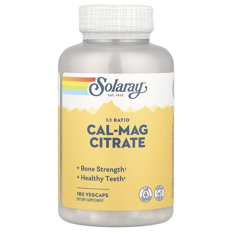 Solaray Cal-Mag Citrate 1:1 Ratio 180 caps
