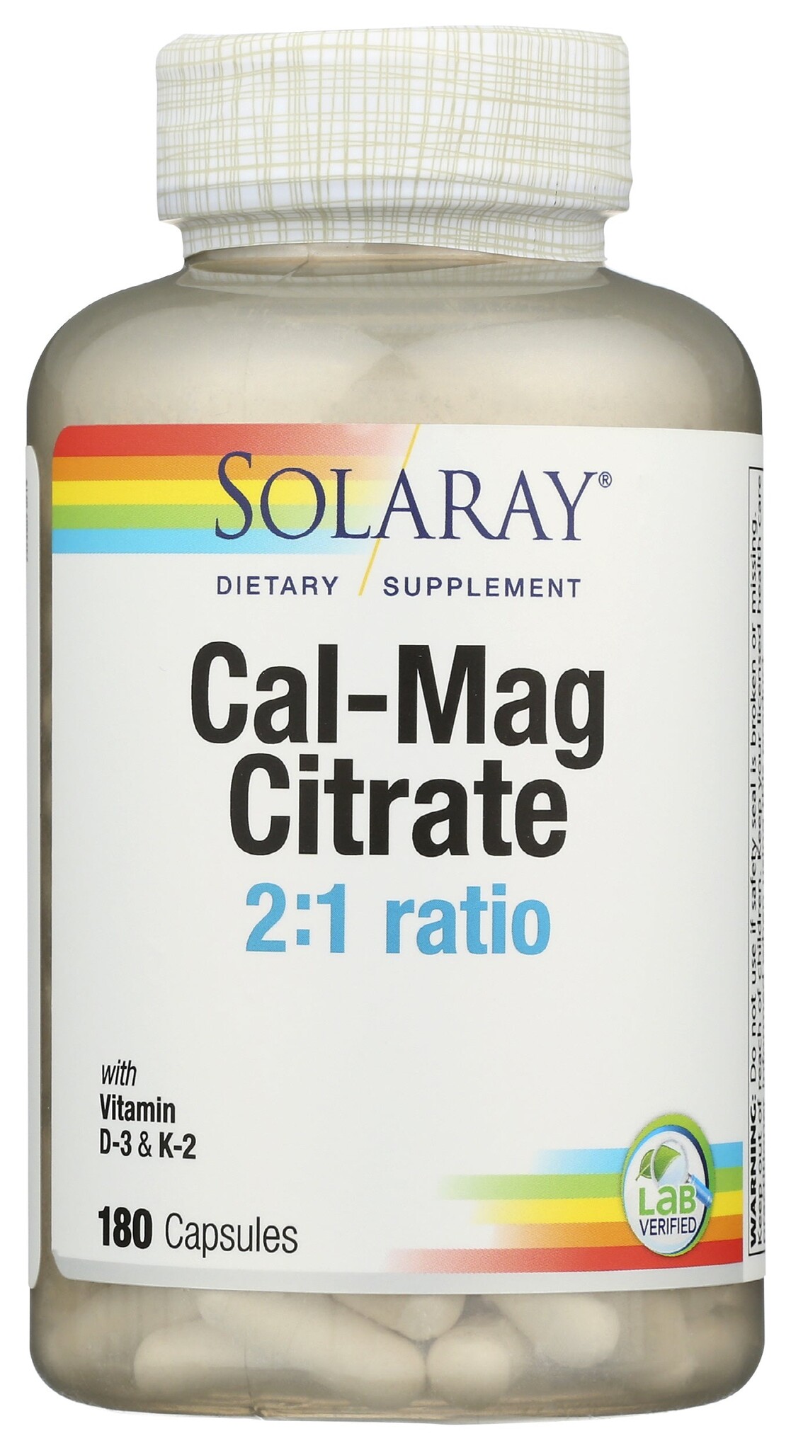 Solaray Cal-Mag Citrate 2:1 180caps