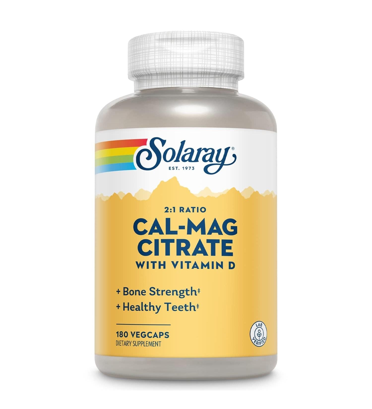 Solaray 1:1 Ratio Cal-Mag Citrate w/D 180vegcaps