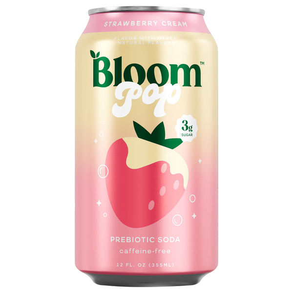 Bloom Bloom Pop Prebiotic Soda - Strawberry Cream