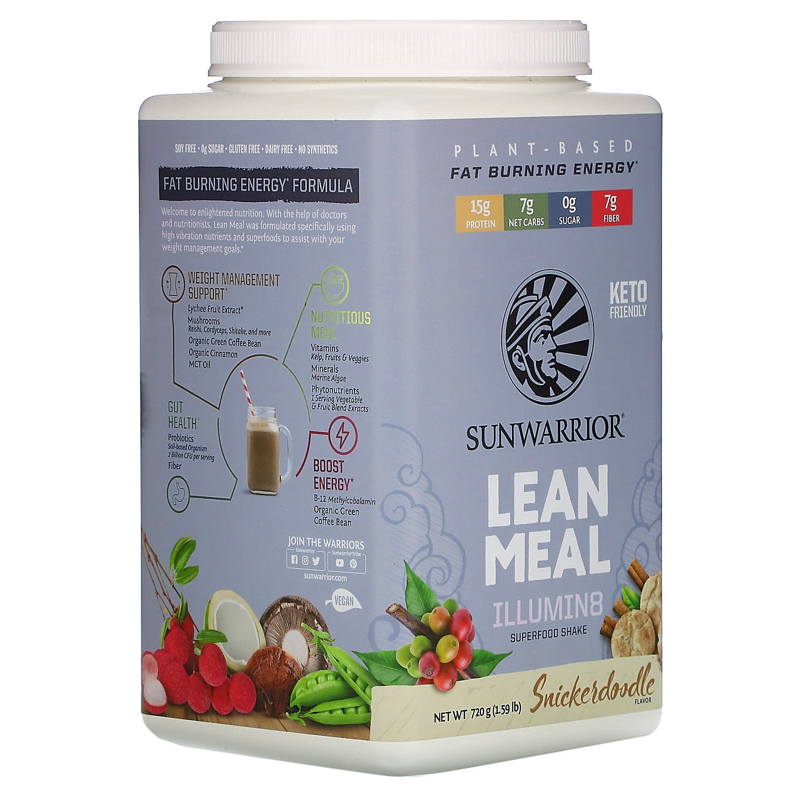 Sunwarrior Sunwarrior Lean Meal Illumin8 - Snickerdoodle, 720 g