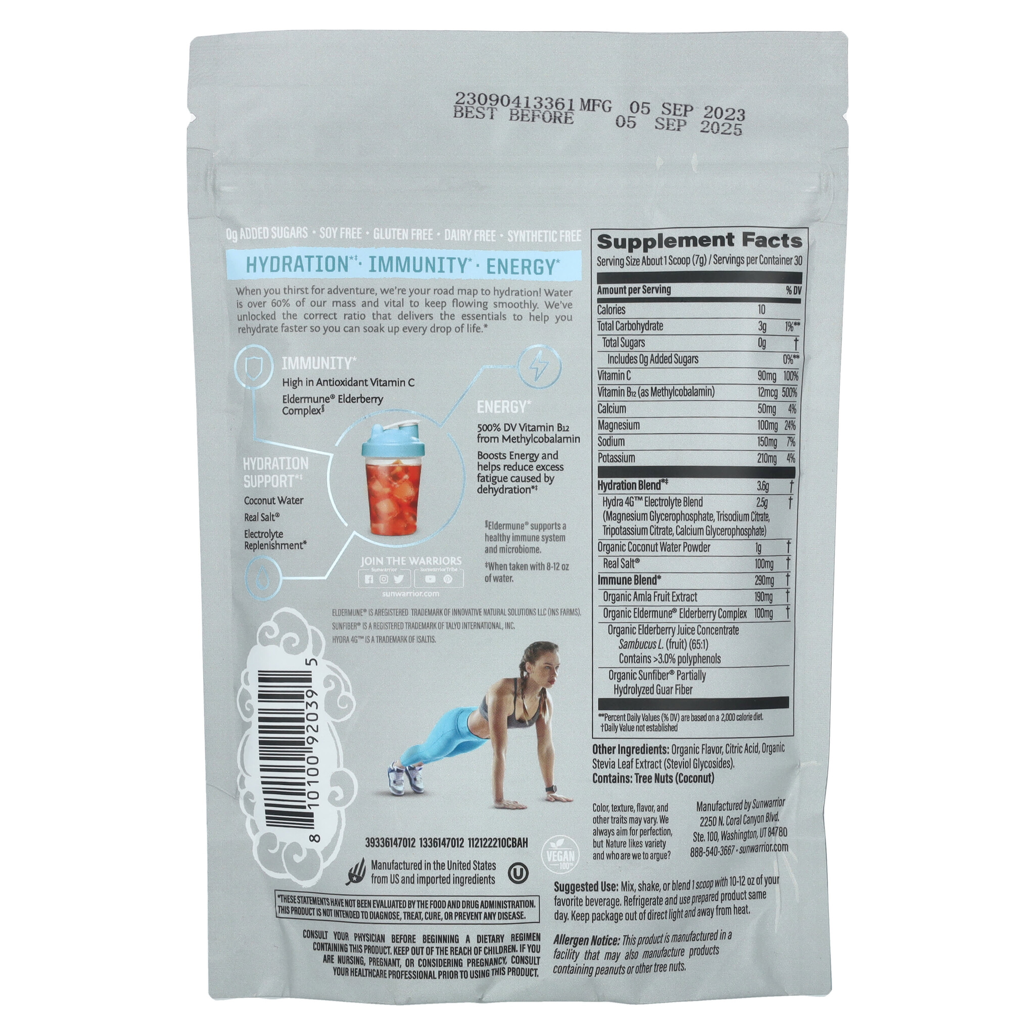 Sunwarrior Sunwarrior Active Hydration - Coconut Berry, 7.4 oz