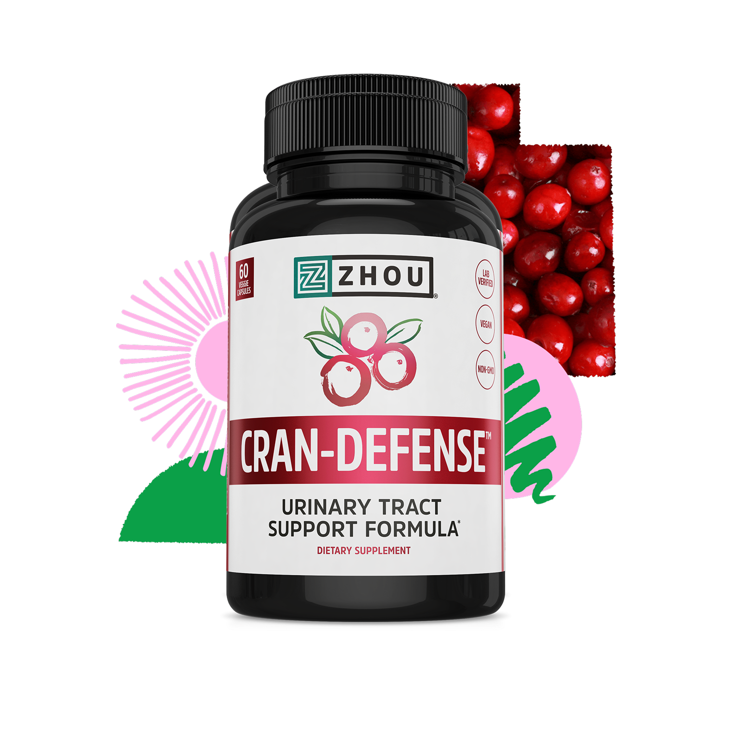 Zhou Nutrition Zhou Nutrition Cran-Defense - D-Mannose + Cranberry - 60 Veggie Capsules