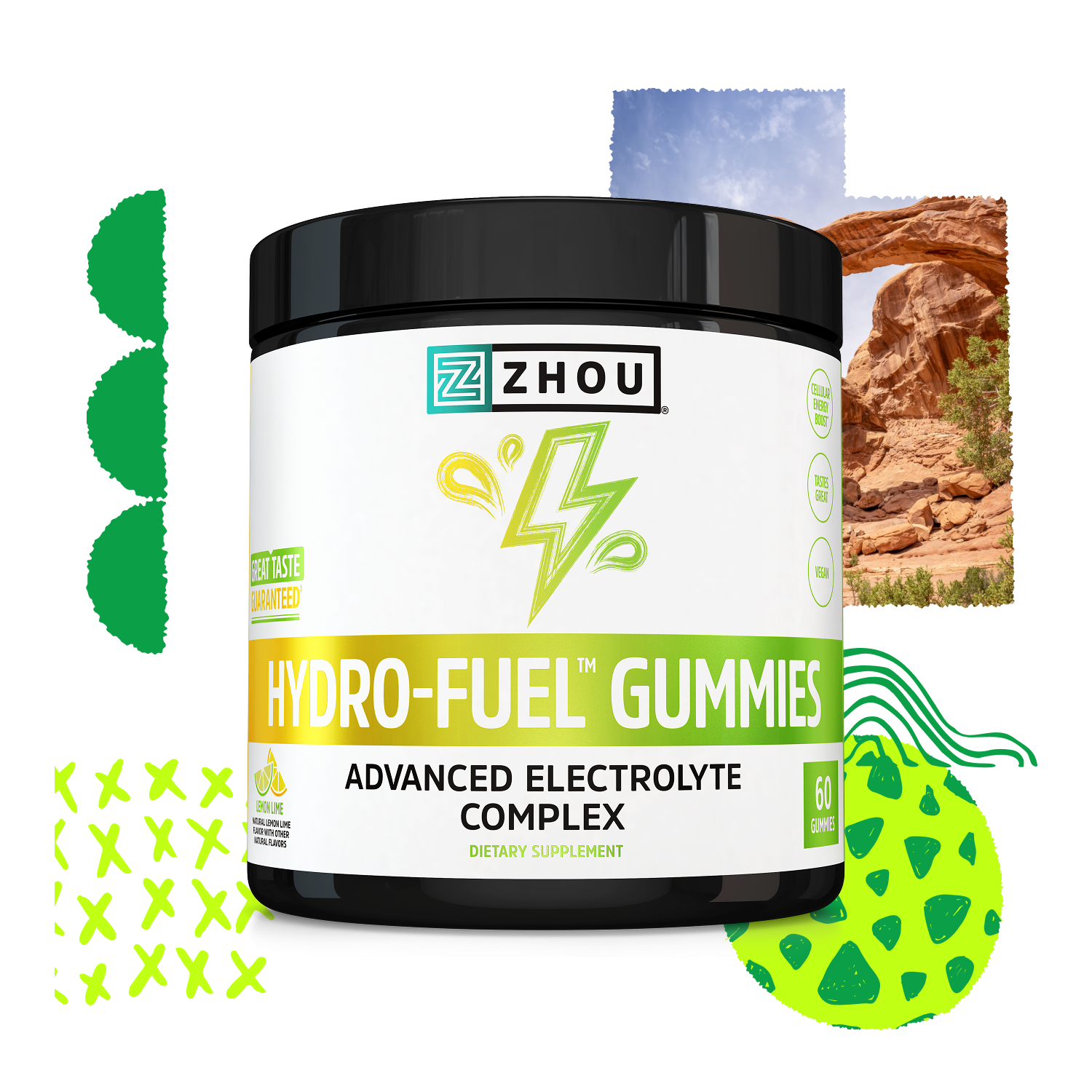 Zhou Nutrition Zhou Nutrition Hydro-Fuel Gummies - Lemon Lime - 60 Gummies