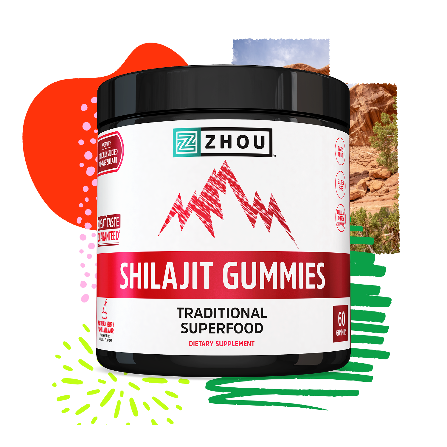 Zhou Nutrition Zhou Nutrition Shilajit Gummies - Cherry Vanilla
