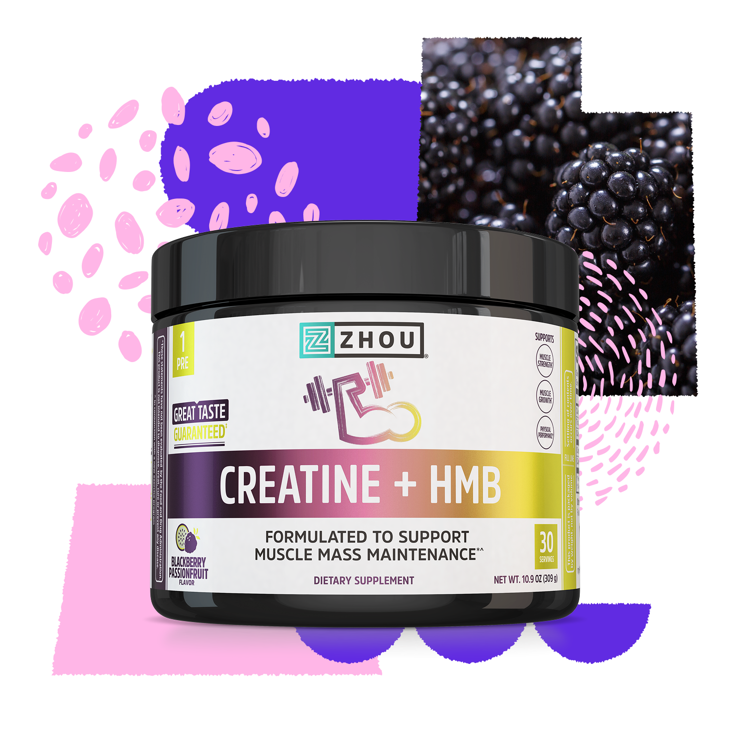 Zhou Nutrition Zhou Nutrition Creatine + HMB - Blackberry Passionfruit