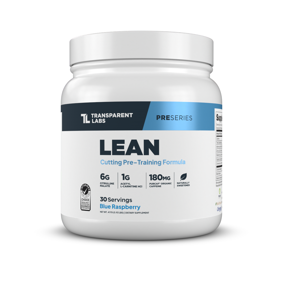 Transparent Labs Transparent Labs LEAN Pre-Workout - Blue Raspberry - 30 Servings