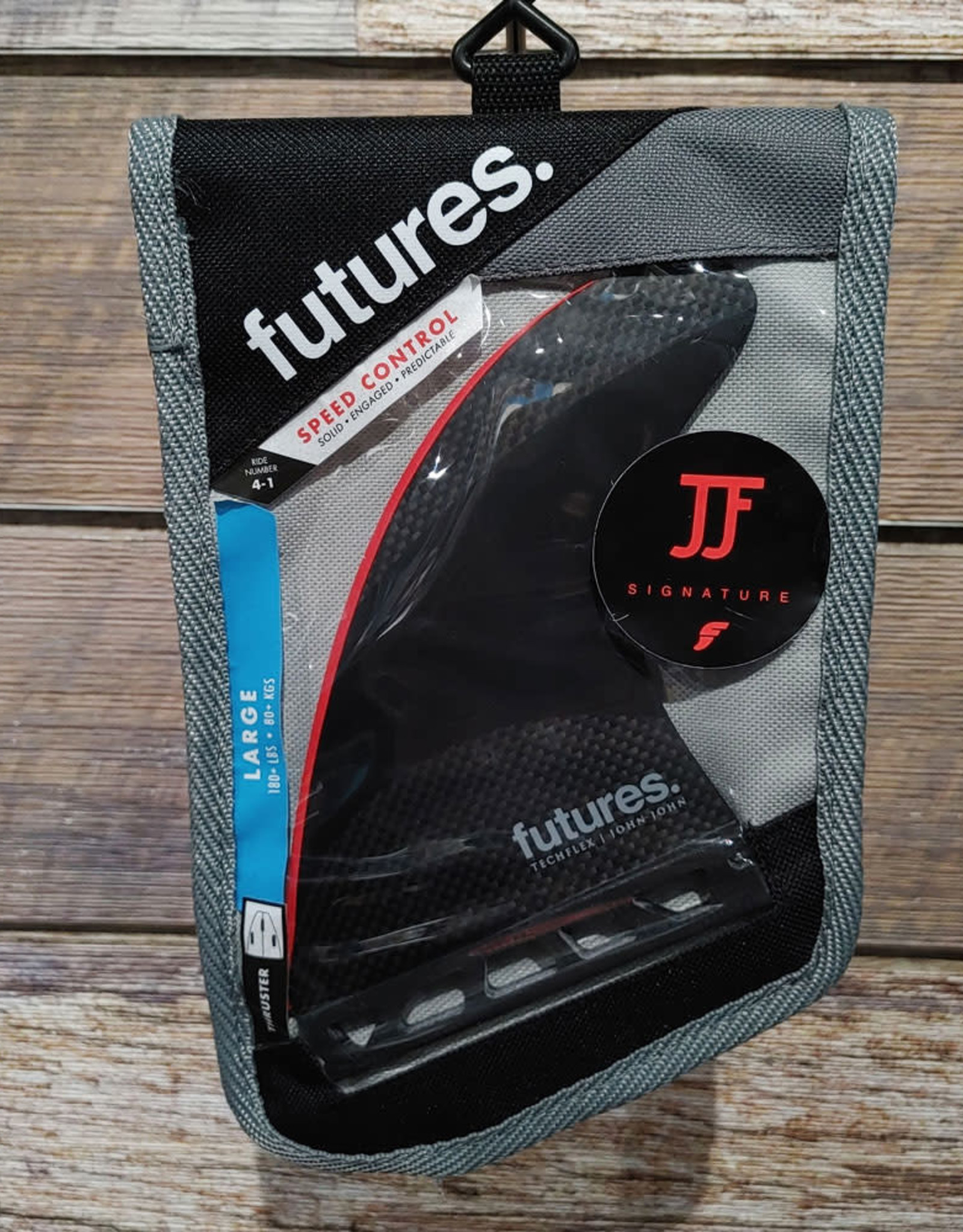 Futures JJ-2 Large Techflex Thruster Black/Bright Red