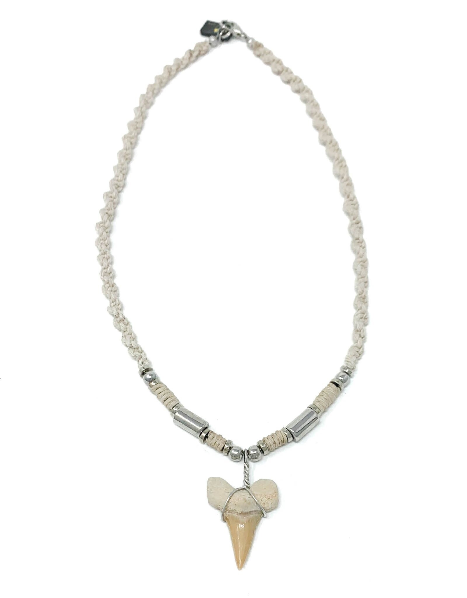 Charming Shark Charming Shark Tan Braided Shark Tooth Necklace