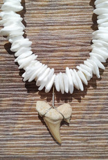 Charming Shark Charming Shark Chipped Puka Shell Shark Tooth Necklace