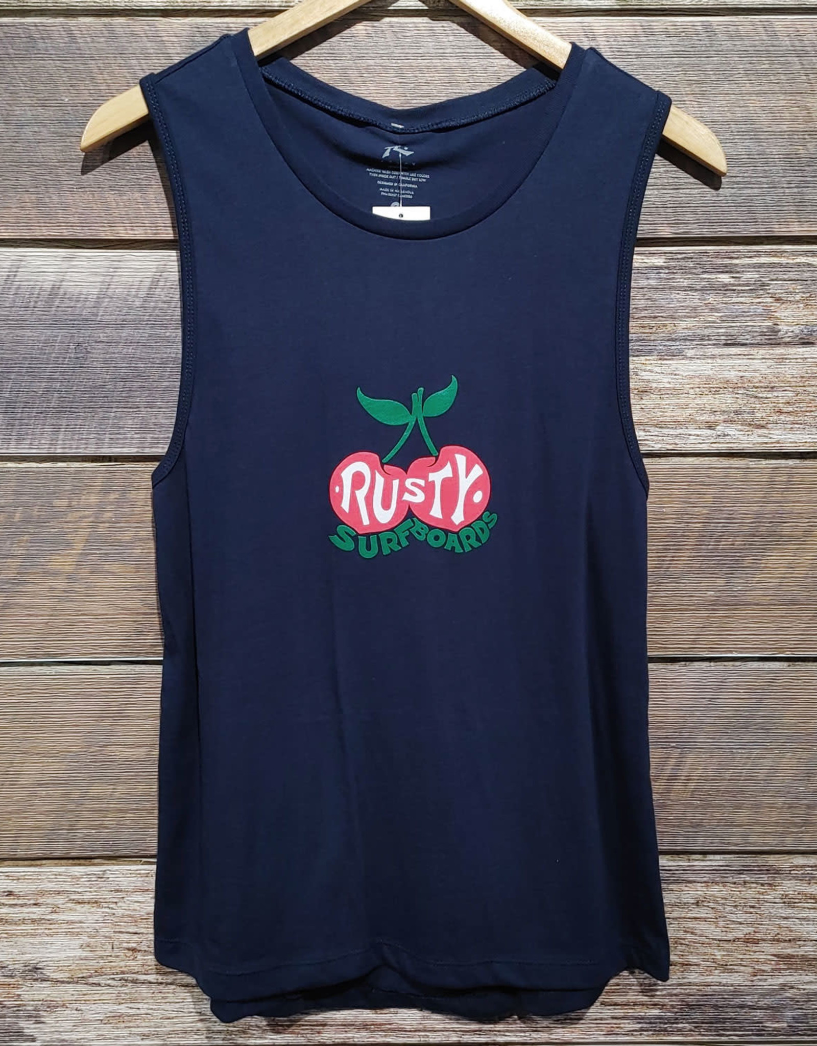 Rusty Rusty Cherry Cropped Muscle Tank Navy