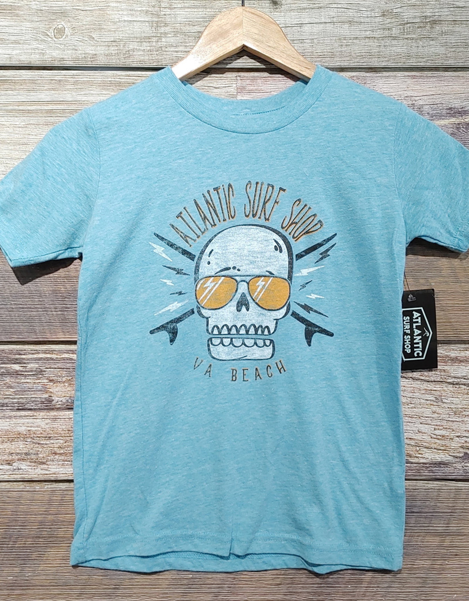 Atlantic Surf Co Atlantic Surf Shop Electric Skull Youth T-Shirt Turquoise