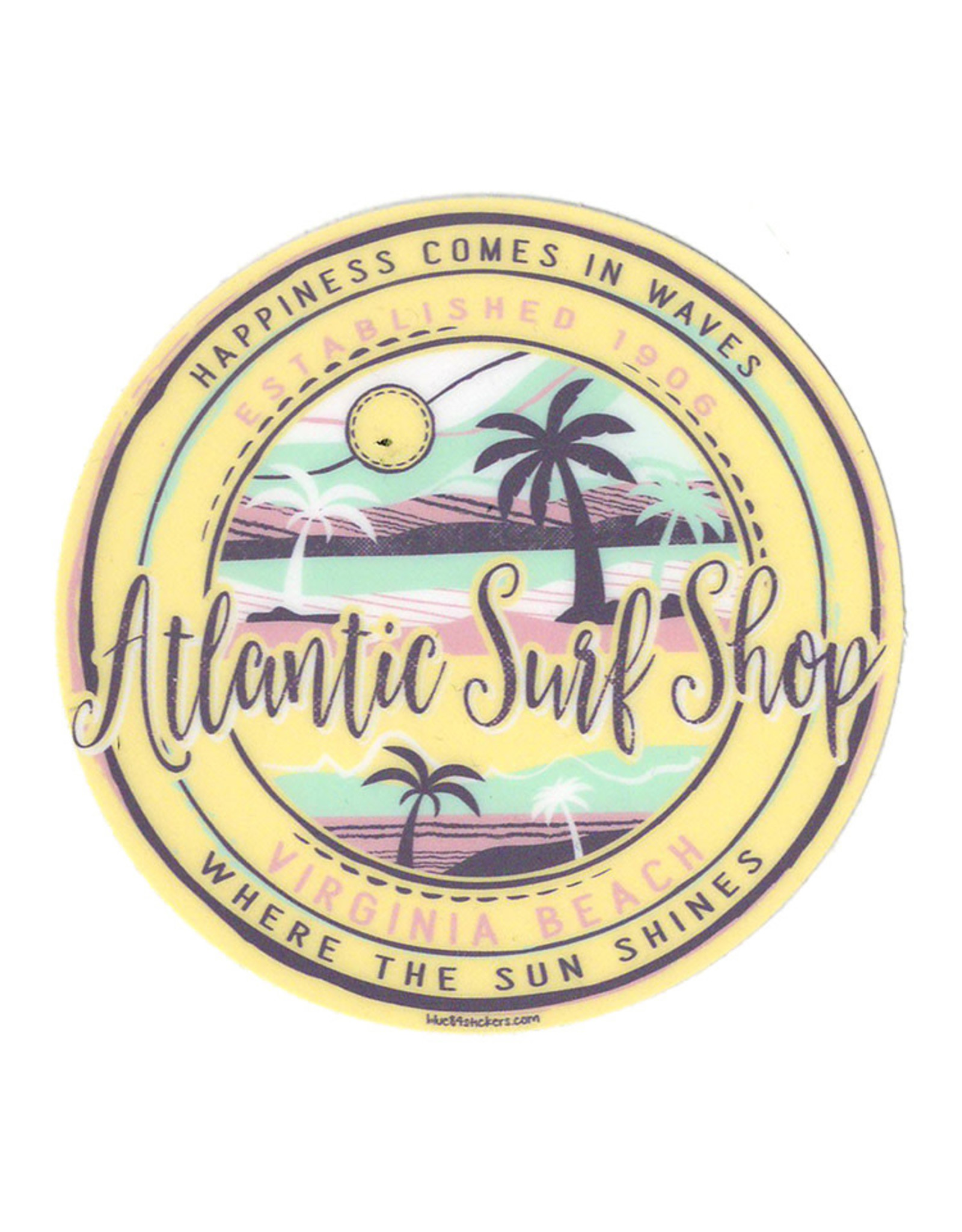 Atlantic Surf Co Atlantic Surf Shop Happiness Comes in Wave Sticker