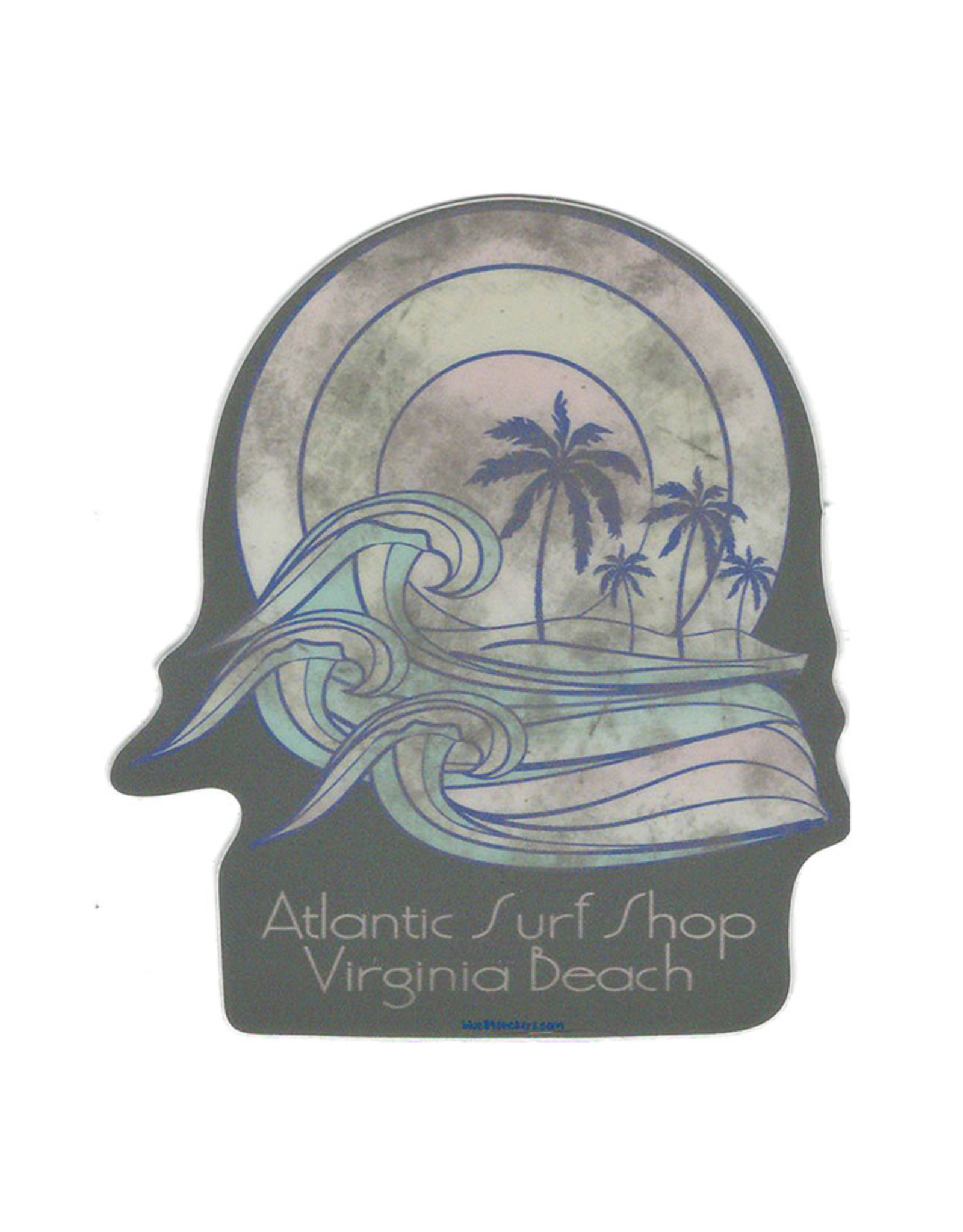 Atlantic Surf Co Atlantic Surf Shop Sunset Waves Sticker Grey