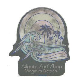 Atlantic Surf Co Atlantic Surf Sunset Waves Sticker Grey