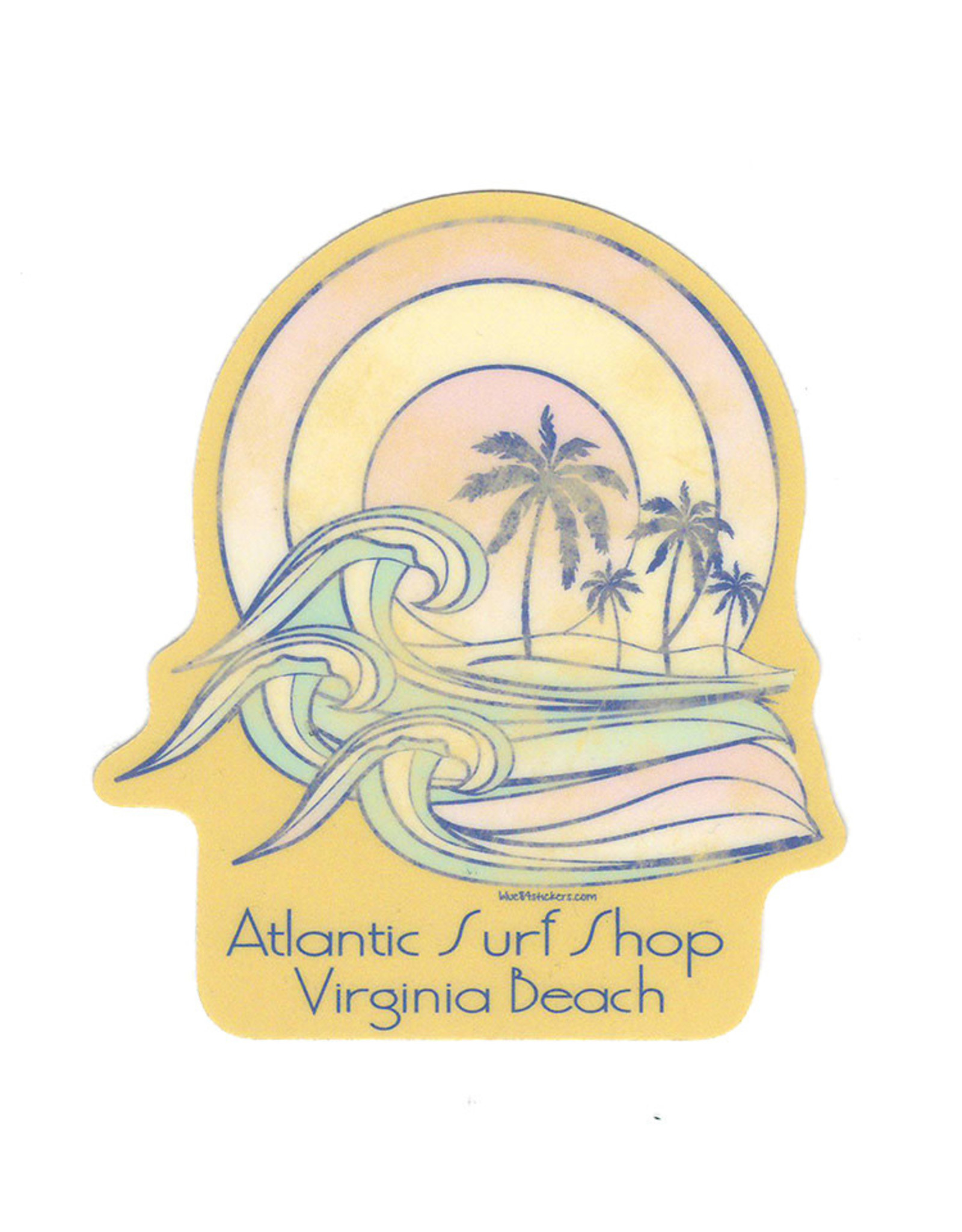 Atlantic Surf Co Atlantic Surf Shop Sunset Waves Sticker Gold