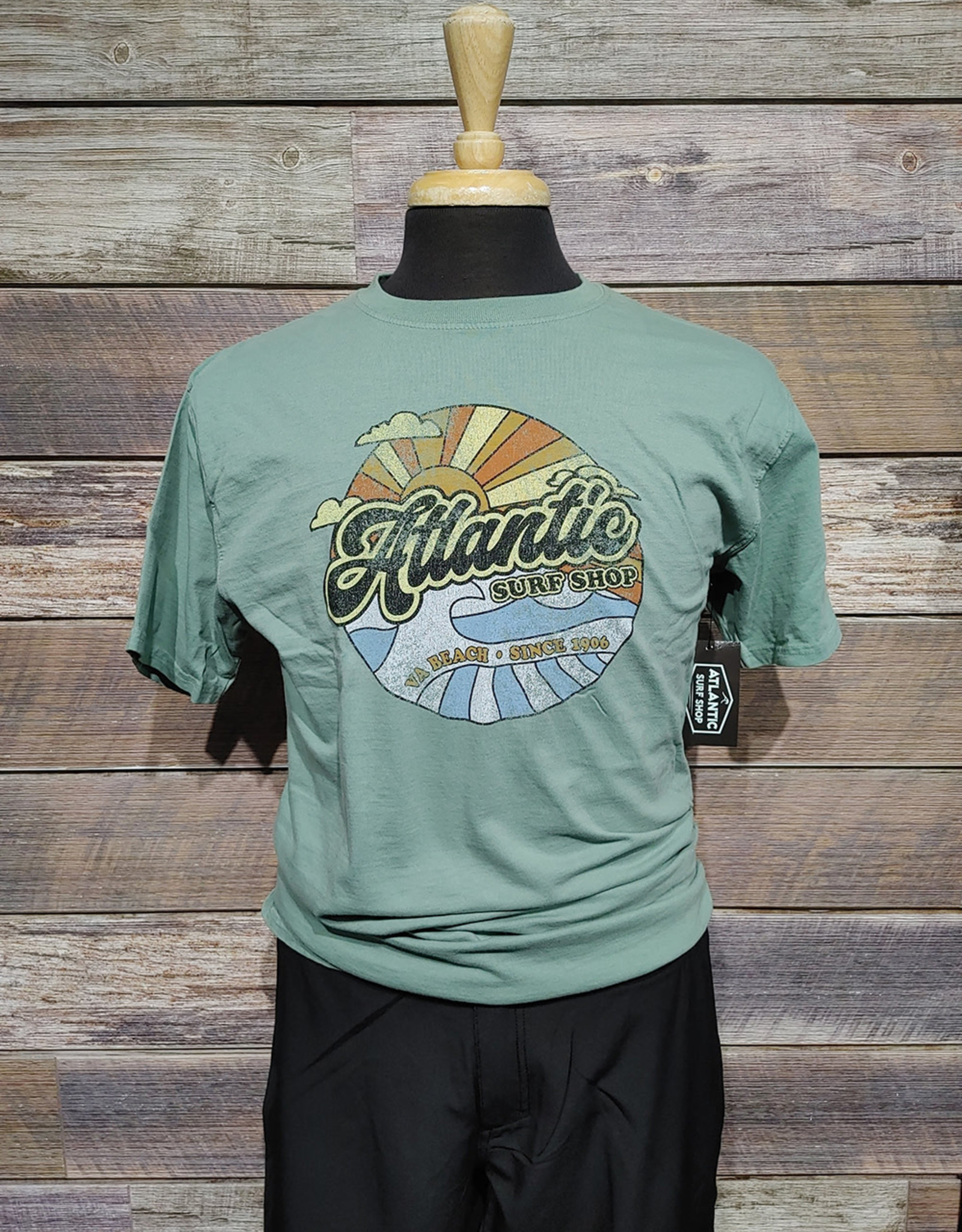 Atlantic Surf Co Atlantic Surf Shop Retro Sunrise T-shirt Sage