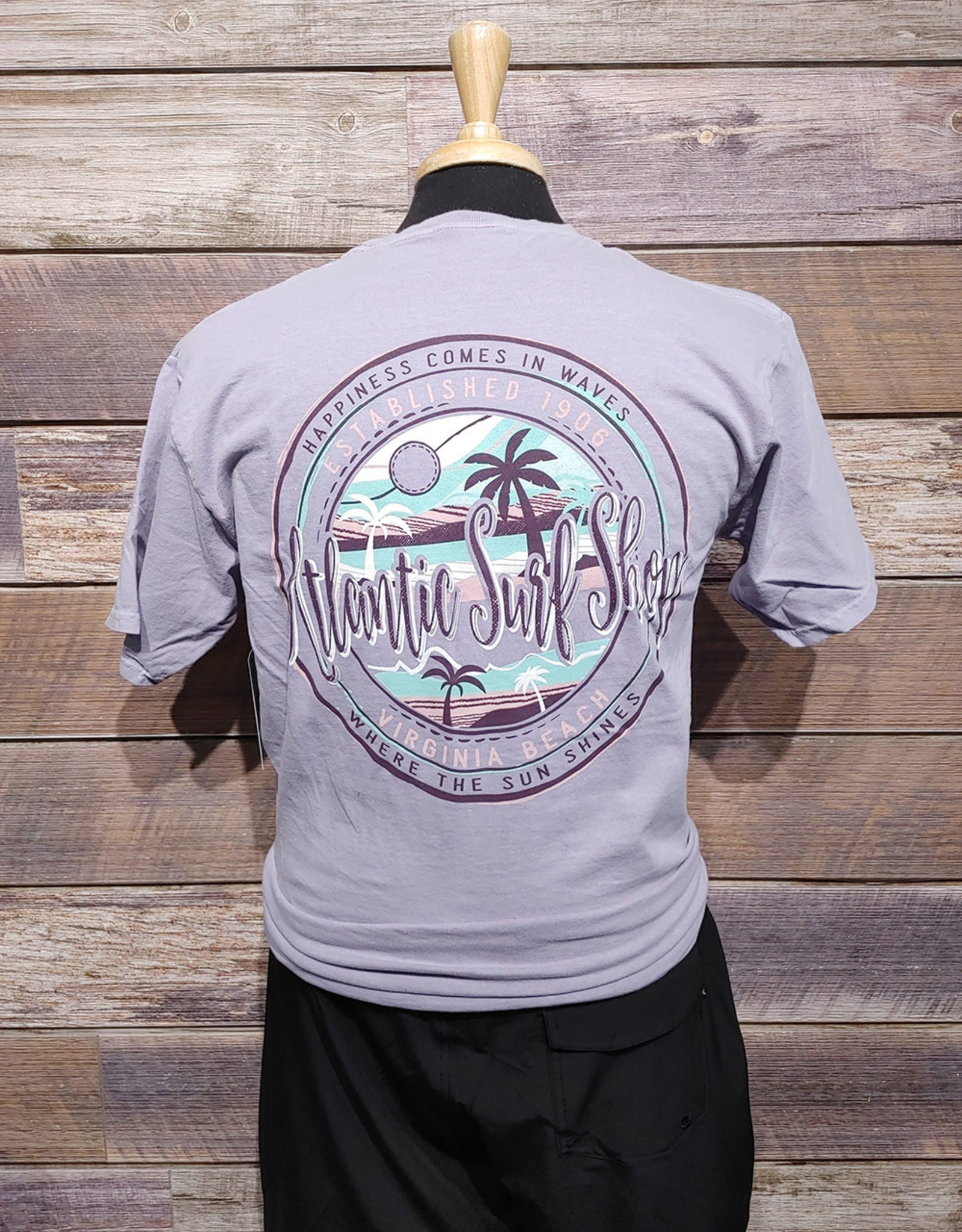 Atlantic Surf Co Atlantic Surf Shop Happiness Waves Lavender T-shirt