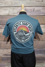 Atlantic Surf Co Atlantic Surf Shop Carved Wave T-shirt Teal