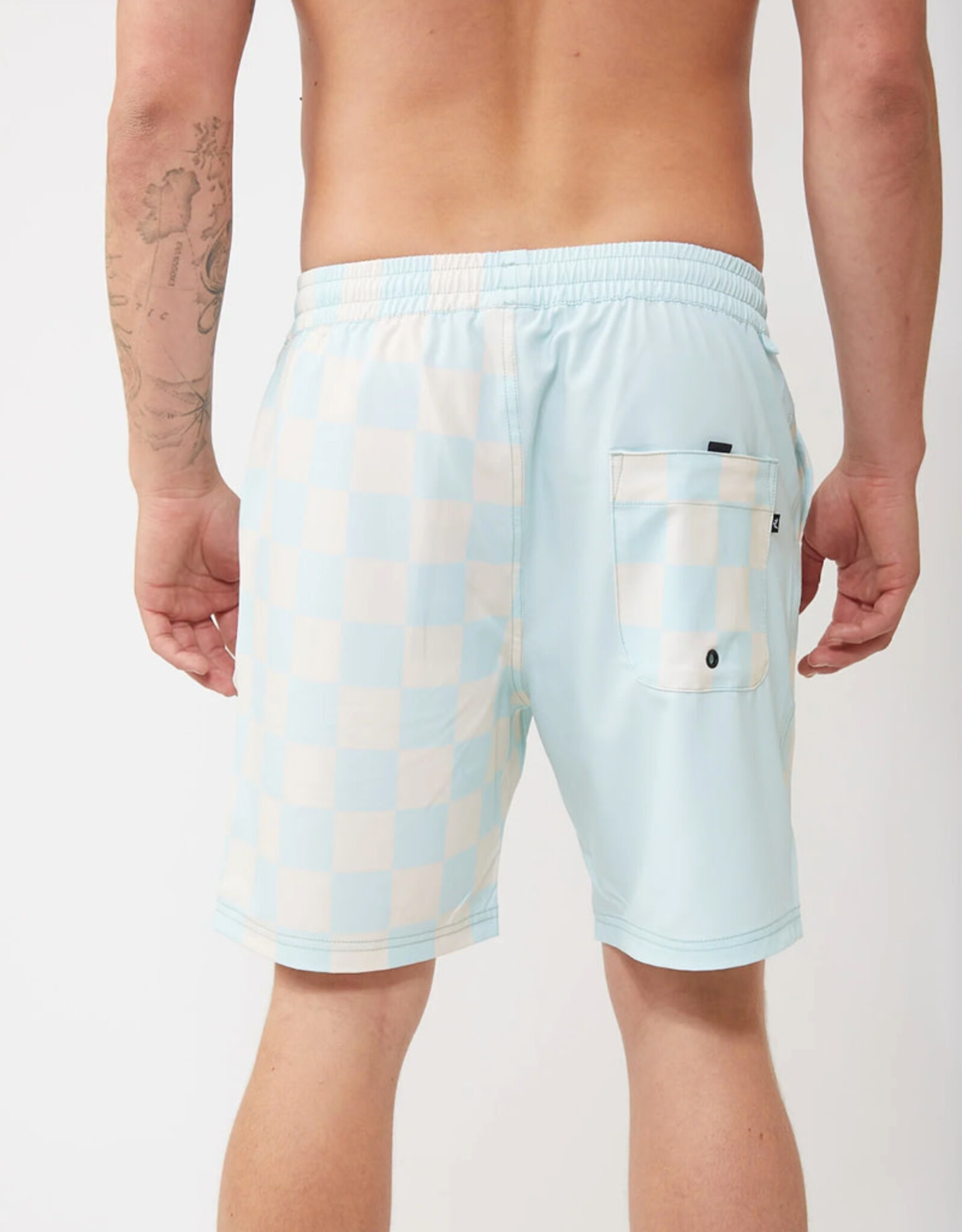 Rusty Rusty Checkmate 17" Elastic Walkshort Blue Glass