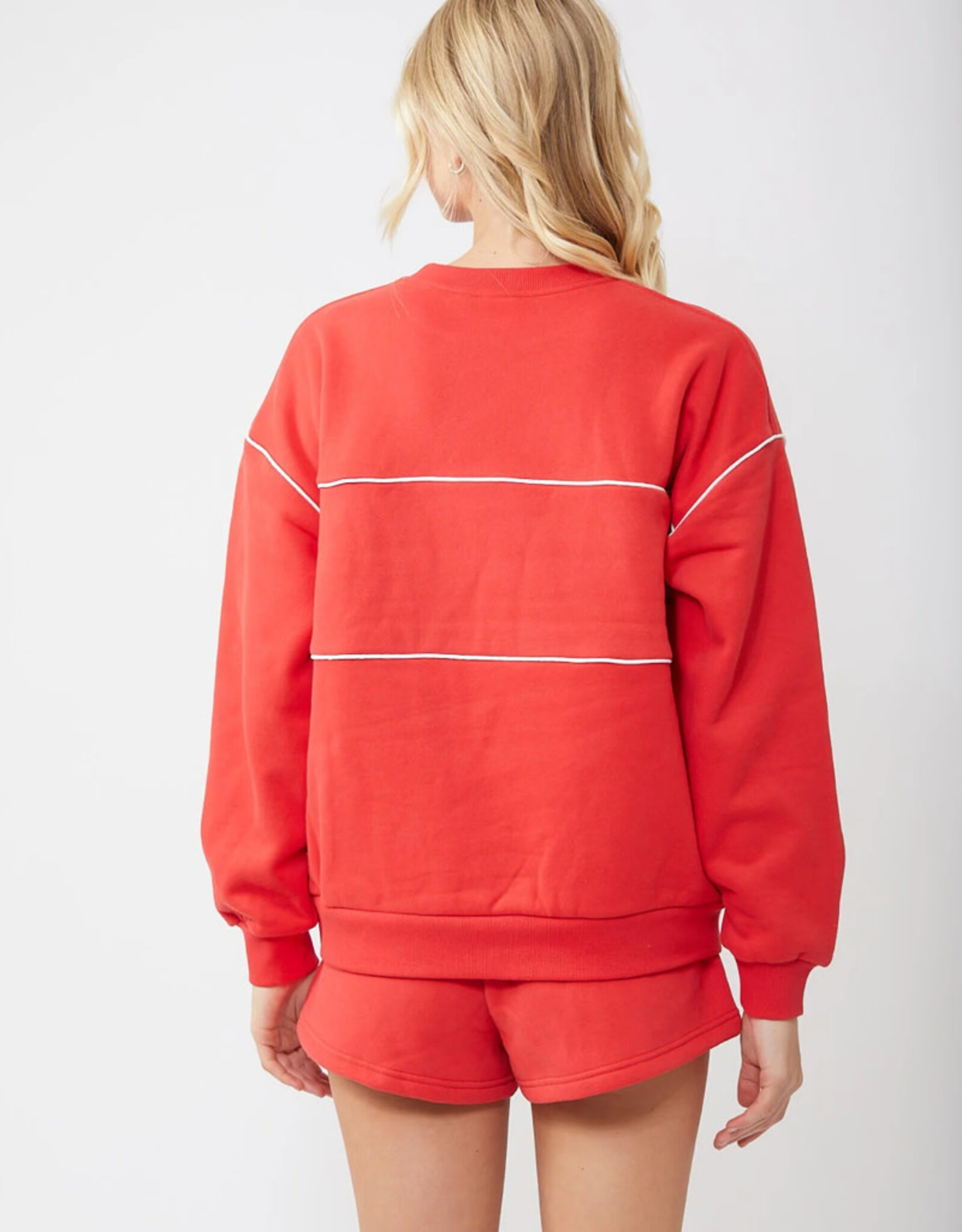 Rusty Rusty Line Oversize Crew Fleece Radiant Red