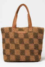 Rusty Rusty Checkmate Straw Beach Bag Chocolate