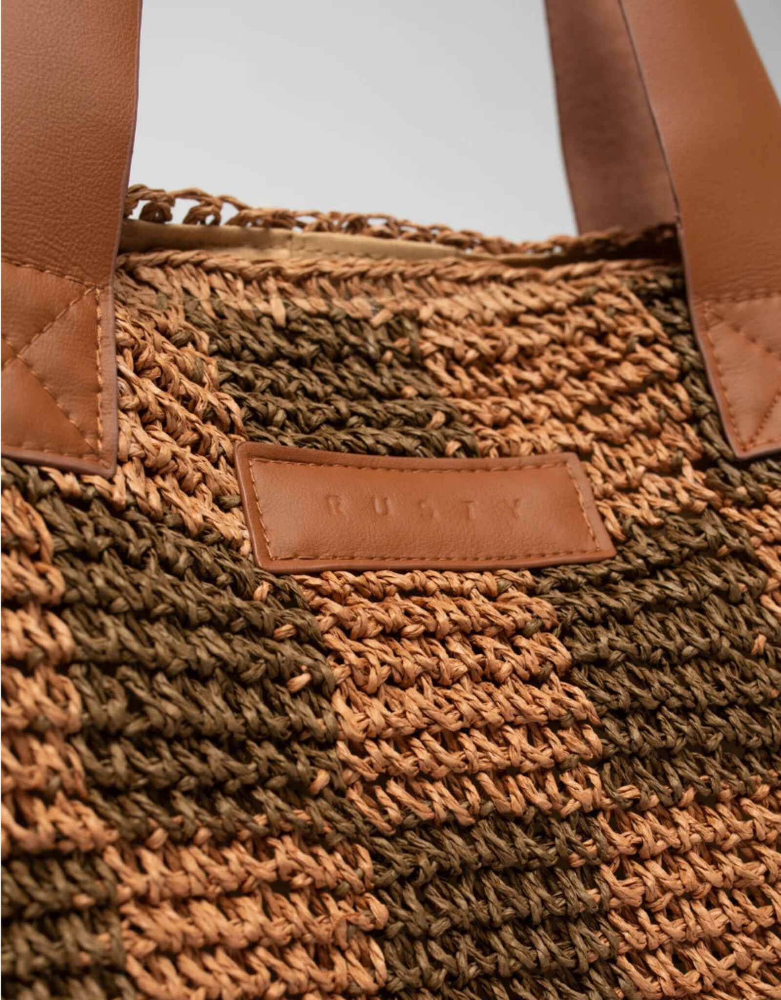 Rusty Rusty Checkmate Straw Beach Bag Chocolate