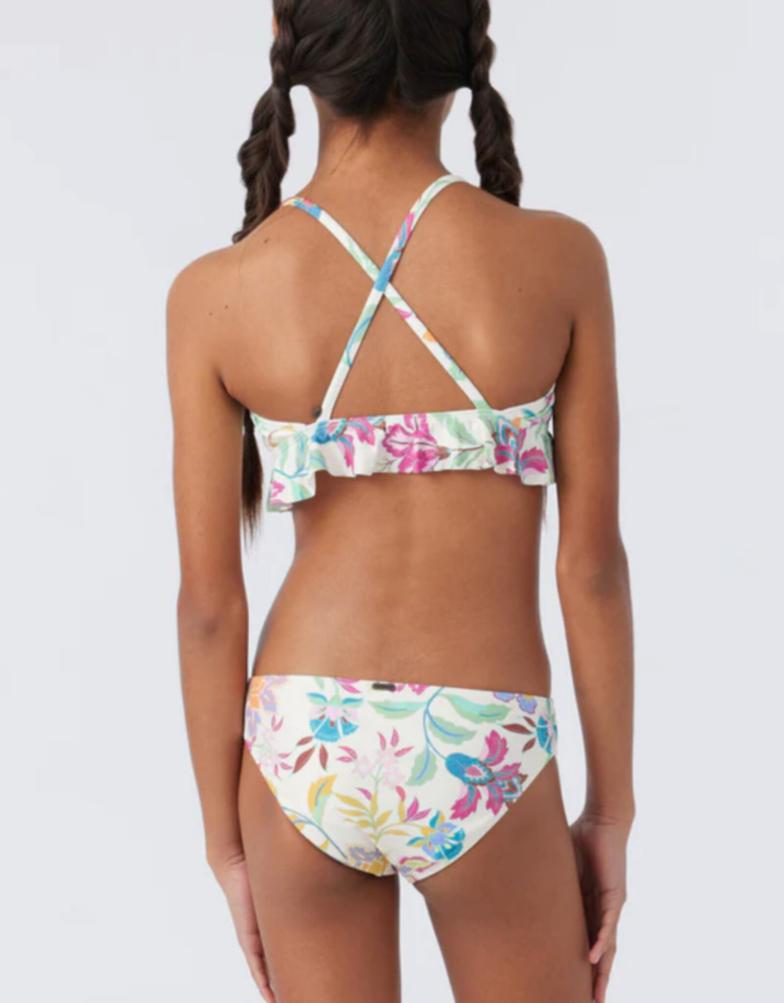 O'Neill O'Neill Girls Villa Floral Peplum Tri Swim Set Vanilla