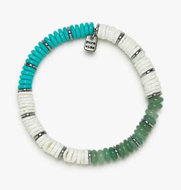 Pura Vida Pura Vida Carmel Mixed Bead Stretch Bracelet Silver