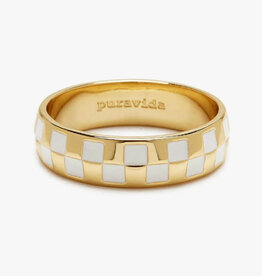 Pura Vida Pura Vida Checkerboard Ring Gold