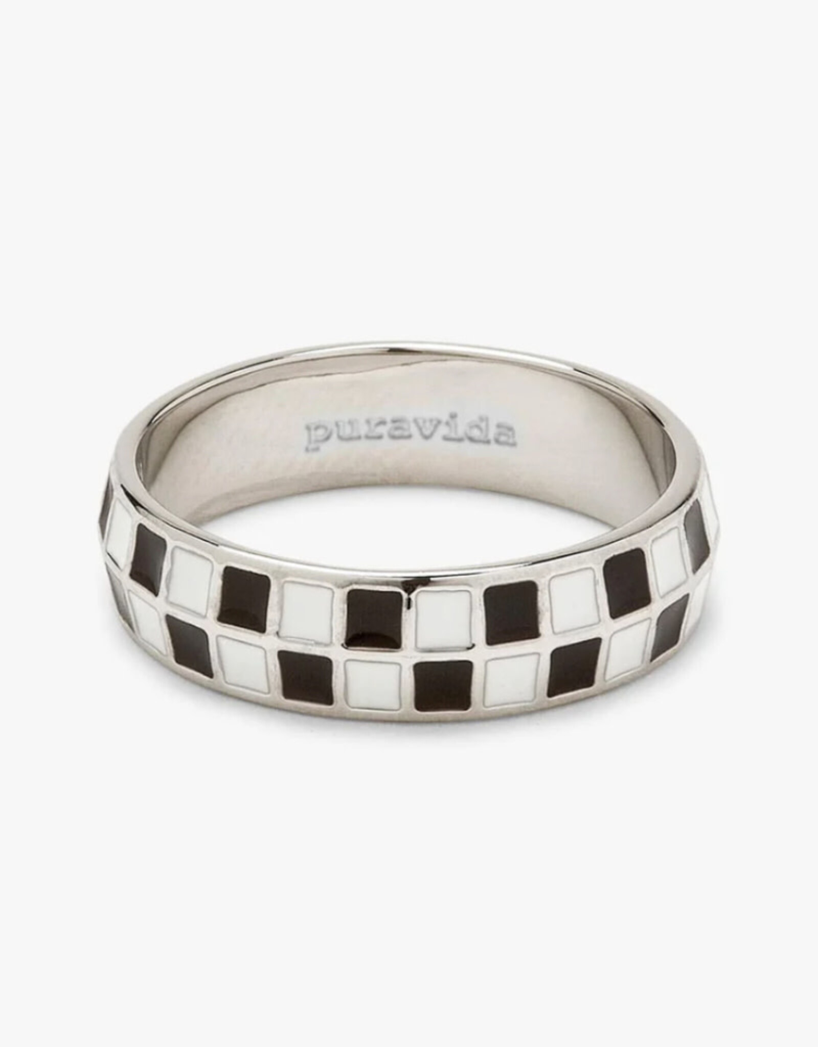 Pura Vida Pura Vida Checkerboard Ring Silver