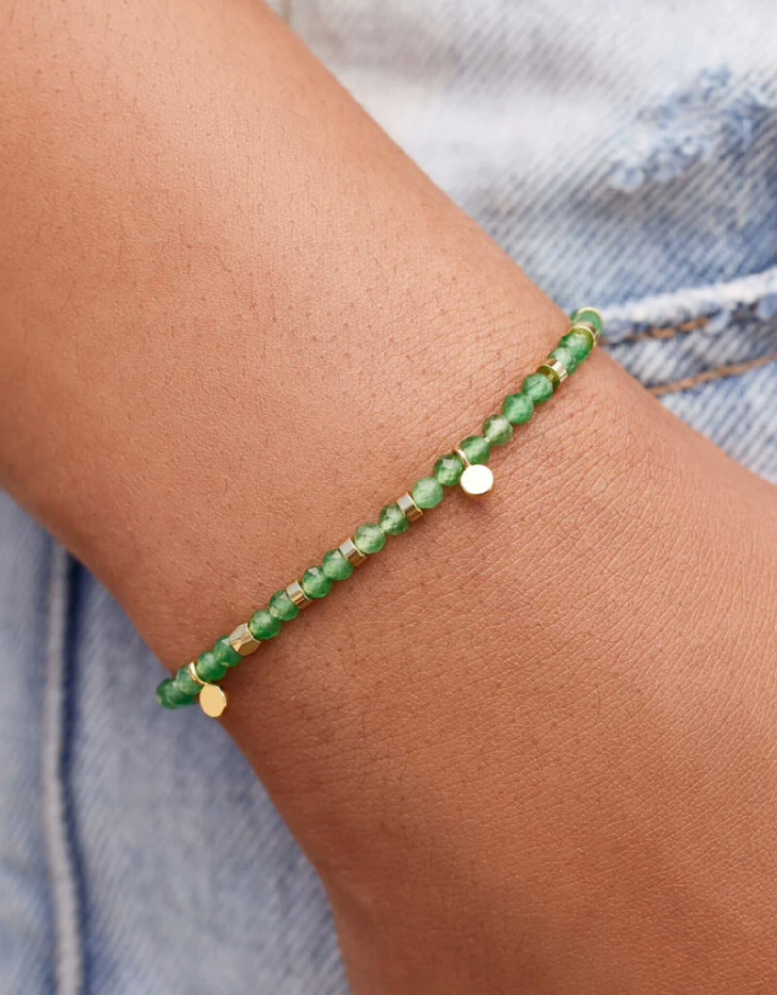 Pura Vida Pura Vida Jade Beaded String Bracelet Gold