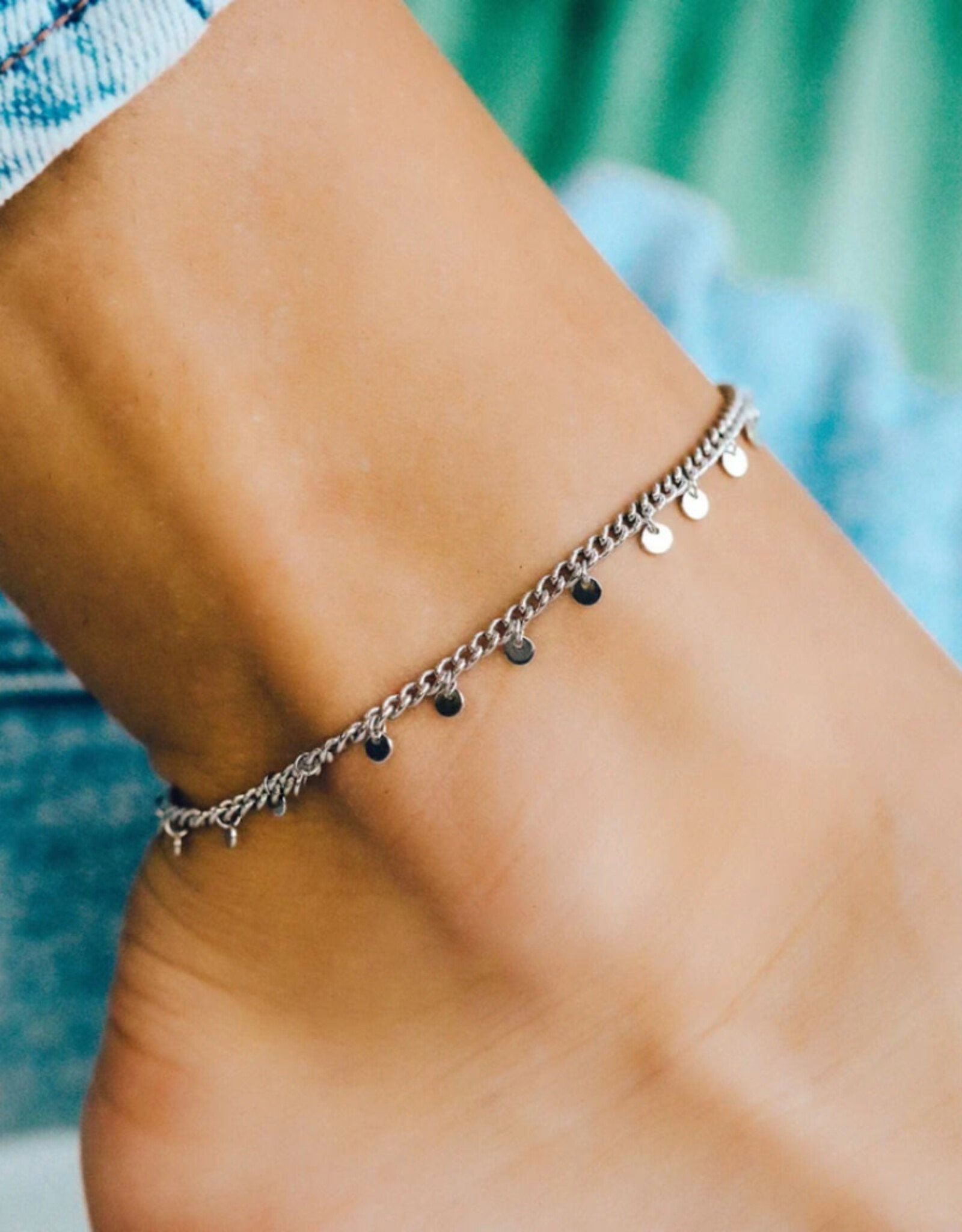 Pura Vida Pura Vida Mini Coin Anklet Silver