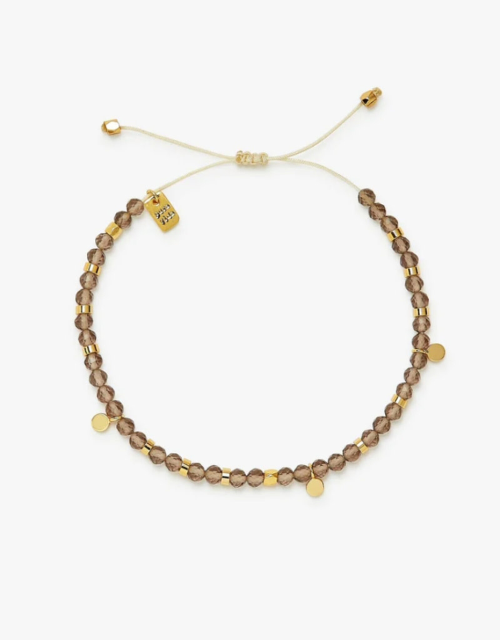 Pura Vida Pura Vida Smokey Quartz Beaded String Bracelet Gold