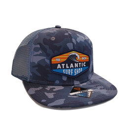 Atlantic Surf Co Atlantic Surf Shop Wave Patch Trucker Hat Blue Camo