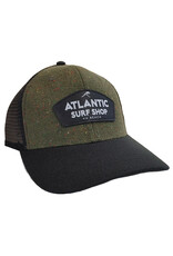 Atlantic Surf Co Atlantic Surf Shop Vintage Twill Two Tone Trucker Ball Cap Olive
