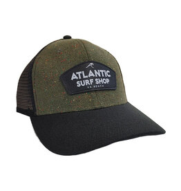 Atlantic Surf Co Atlantic Surf Shop Vintage Twill Two Tone Trucker Ball Cap Olive