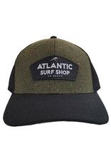 Atlantic Surf Co Atlantic Surf Shop Vintage Twill Two Tone Trucker Ball Cap Olive