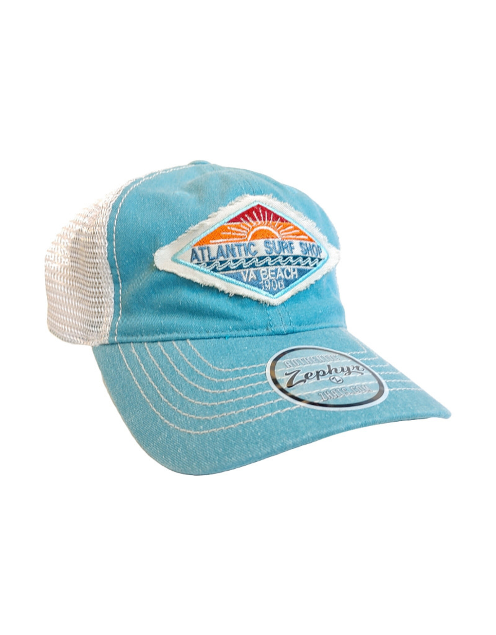 Atlantic Surf Co Atlantic Surf Shop Sun Diamond Trucker Hat Turquoise