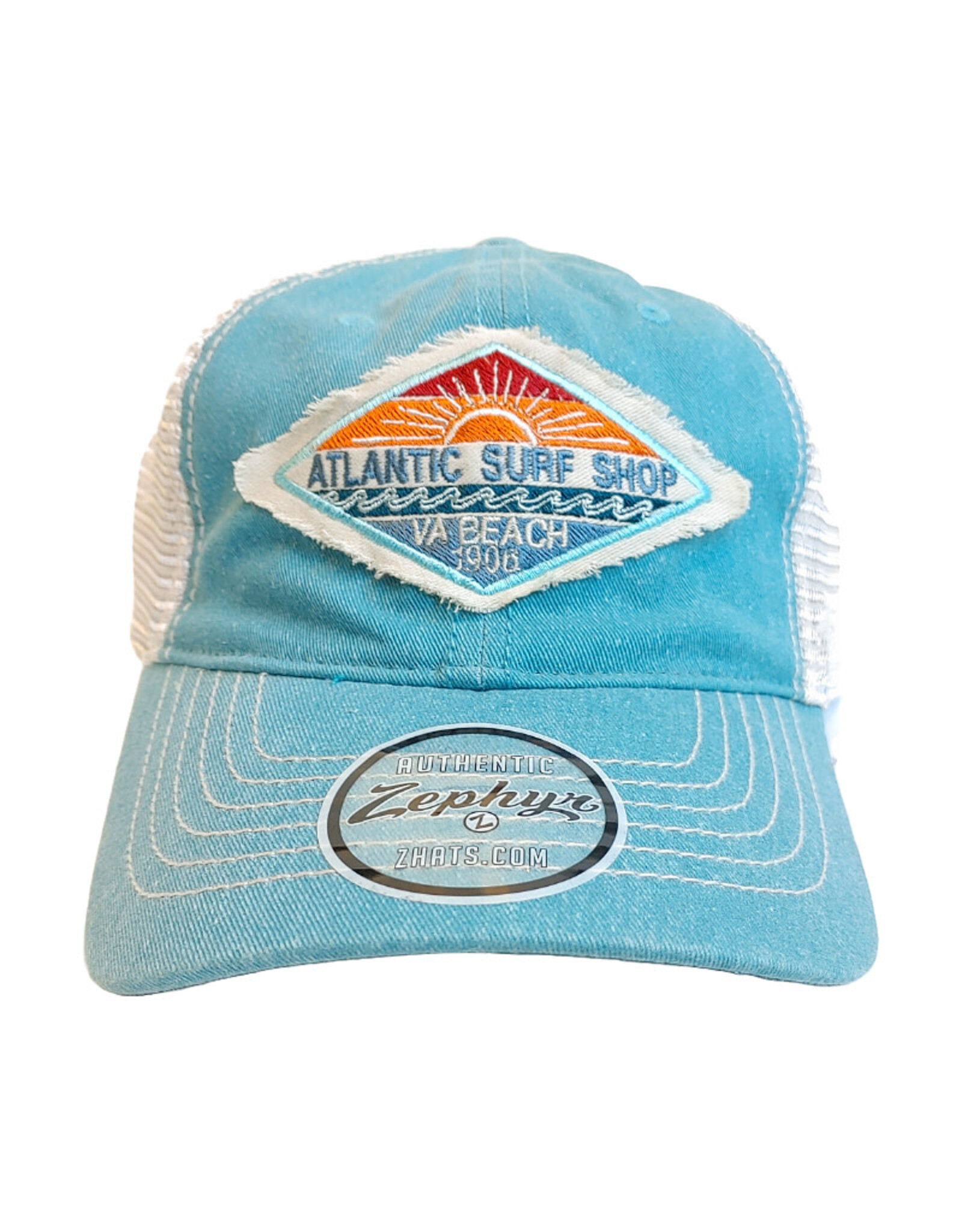 Atlantic Surf Co Atlantic Surf Shop Sun Diamond Trucker Hat Turquoise