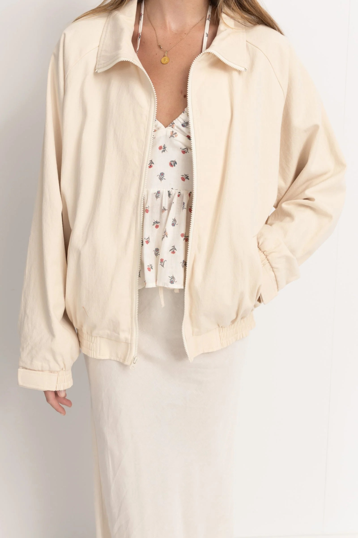 Rhythm Santa Monica Bomber Jacket Cream - Atlantic Surf Shop